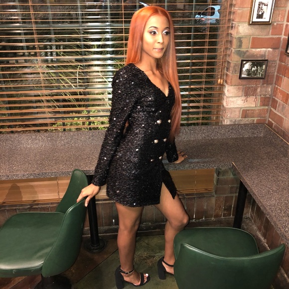 Fashion Nova Dresses & Skirts - Black Sequin Blazer Mini Dress